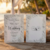 Invitation Faux 3D Sculpted Floral Bas Relief Ivory Wedding