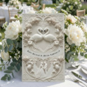 Invitation Faux 3D Sculpted Plaster Effect Ivory Wedding 