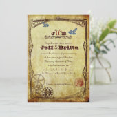 Invitation Faux Antique Gold Victorian Steampunk Mariage (Debout devant)