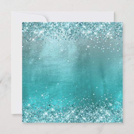 Invitation Faux Aqua Parties scintillant bleue et Foil 40e an (Dos)