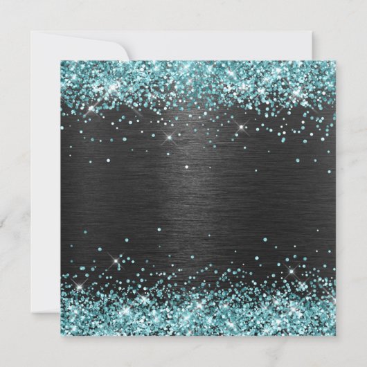 Invitation Faux Aqua Parties scintillant et Black Foil 40e an (Dos)