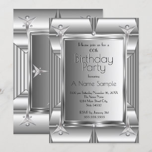Invitation Faux Argent Chrome Revêtement métallique Anniversa