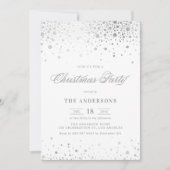 Invitation Faux Argent Foil Confetti Noël (Devant)