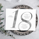 Invitation Faux argent minimaliste moderne 18e anniversaire<br><div class="desc">L'invitation minimaliste moderne 18ème anniversaire comprend un faux feuillet argent élégant numéro 18 et les détails de votre fête dans la police serif classique, simple et élégant, grande invitation d'anniversaire surprise pour les hommes et les femmes. la couleur arrière - plan blanche peut être changée à n'importe quelle couleur de...</div>