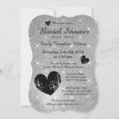Invitation Faux argent noir parties scintillant nuptiale invi (Devant)
