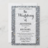 Invitation Faux Argent Pailleté | Mariage Luxe Code QR (Devant)
