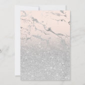 Invitation Faux argent parties scintillant marbre rose élégan (Dos)