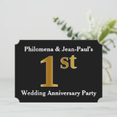 Invitation Faux aspect or 1ère fête d'anniversaire de mariage (Debout devant)