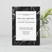 Invitation Faux aspect texture marbre noir Mariage (Debout devant)
