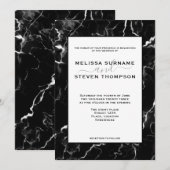 Invitation Faux aspect texture marbre noir Mariage (Devant / Derrière)