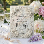 Invitation Faux Bas-Relief Floral en Relief Classique 3D