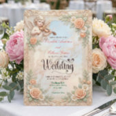 Invitation Faux Bas-Relief Marbre et Ange à Chérubin Mariage