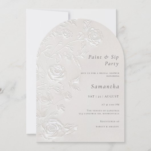 Invitation Faux Blind Embossed Bridal Shower (Devant)
