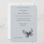 Invitation Faux Blue Denim Butterfly Wedding (Devant)