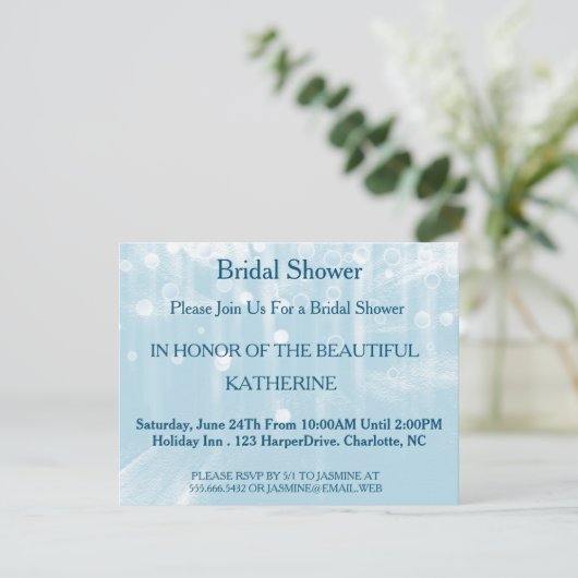 Invitation Faux Blue Glittering Fab Confetti Sparkles Points (Debout devant)
