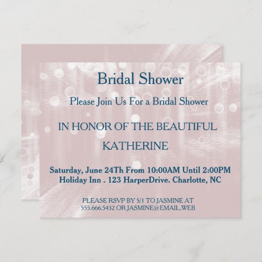 Invitation Faux Blue Glittering Fab Confetti Sparkles Points (Devant / Derrière)