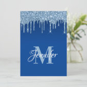 Invitation Faux Blue Parties scintillant Drips 50e anniversai (Debout devant)