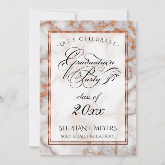 Invitation Faux Bright Copper Marble (Devant)