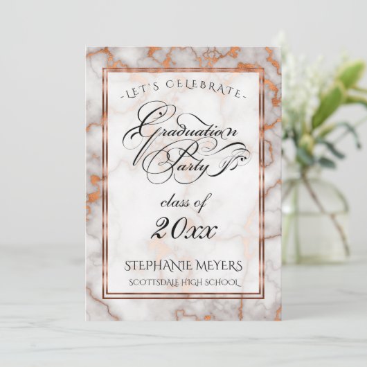 Invitation Faux Bright Copper Marble (Debout devant)