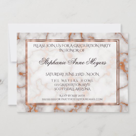 Invitation Faux Bright Copper Marble (Dos)