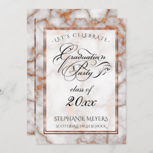 Invitation Faux Bright Copper Marble