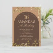 Invitation Faux Brown et or tendance Parties scintillant Drit (Debout devant)