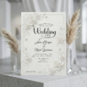 Invitation Faux Carved White Rose Bas Relief Floral Wedding 