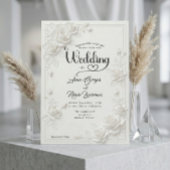 Invitation Faux Carved White Rose Bas Relief Floral Wedding 