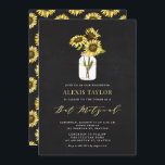 Invitation Faux Chalkboard Bat mitzvah de tournesols jaunes<br><div class="desc">Famille d'Invitations et amis à votre événement avec cette invitation bat mitzvah personnalisable. Il présente des tournesols jaunes dans un bocal de mason sur un arrière - plan de tableau de bord faux. Personnalisez en ajoutant vos détails. Cette invitation bat mitzvah de tournesol est parfaite pour tous les thèmes ou...</div>
