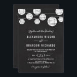 Invitation Faux Chalkboard Hanging Lanternes Rustique Mariage<br><div class="desc">Faire-part de mariage rustique avec lanternes blanches sur arrière - plan faux tableau. Cette invitation sera parfaite pour les mariages extérieurs. Des éléments correspondants et d'autres couleurs sont disponibles.</div>
