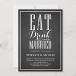 Invitation Faux Chalkboard Mangez, buvez et soyez marié Maria<br><div class="desc">Invités Invitations à votre événement avec ce faire-part de mariage personnalisable. Il est doté de calligraphie moderne et typographie classique sur un arrière - plan faux tableau, parfait pour n'importe quel thème mariage. Personnalisez en ajoutant les détails de votre événement. Ce faire-part de mariage en damier est disponible en d'autres...</div>