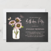 Invitation Faux Chalkboard Pink Tournesols fête d'anniversair (Devant)