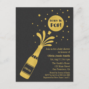 Invitation Faux Champagne Doré Prêt à Exploser Baby Shower