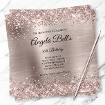 Invitation Faux Champagne rose brillant Parties scintillant h<br><div class="desc">Une invitation glamour monogrammée de 30ème anniversaire pour elle. Faux parties scintillant de champagne rose argenté brillant avec éclat contre une image graphique en feuille de métal brossée. On peut customiser le monogramme de calligraphie noir et blanc au centre. Tous les éléments brillants et brillants de ce design girly moderne...</div>