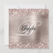 Invitation Faux Champagne rose brillant Parties scintillant h (Devant)