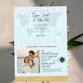 Invitation Faux cœur d'or Passeport Mariage de destination 