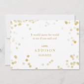 Invitation Faux Confetti Doré Accepterez-Vous D'être Notre Us (Dos)