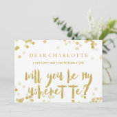 Invitation Faux Confetti Doré Veux-tu être ma placeuse (Debout devant)