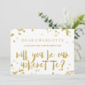 Invitation Faux Confetti Doré Veux-tu être notre Usherette (Debout devant)