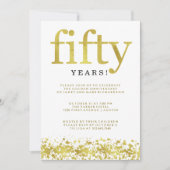 Invitation Faux Confetti en Or pour les Cinquante Ans de Mari (Devant)