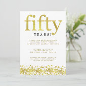 Invitation Faux Confettis Dorés pour les Noces d'Or de Mariag (Debout devant)