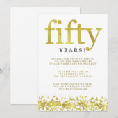 Invitation Faux Confettis Dorés pour les Noces d'Or de Mariag (Devant / Derrière)