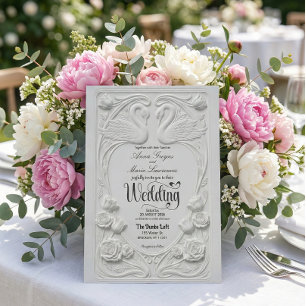 Invitation Faux cygnes en typographie relief pour mariage for