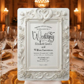 Invitation Faux cygnes gaufrés & Roses Mariage Conte de Fées