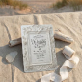 Invitation Faux cygnes gaufrés & Roses Mariage Conte de Fées