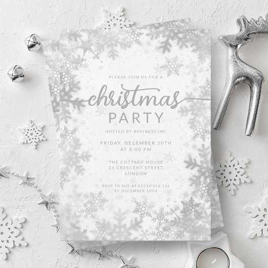 Invitation Faux d'argent Foil Snowflakes Noël