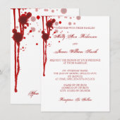 Invitation Faux de mariage de Halloween de vampire rouge sang (Devant / Derrière)