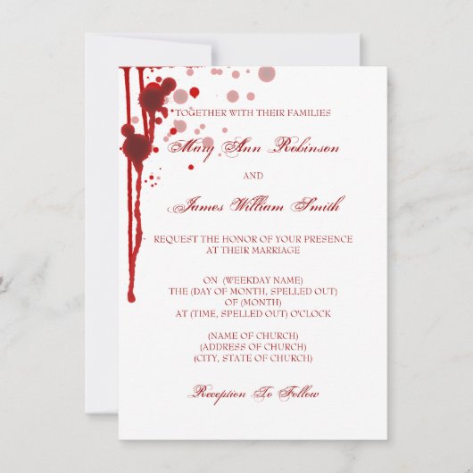 Invitation Faux de mariage de Halloween de vampire rouge sang (Devant)