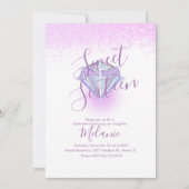 Invitation Faux Diamant Gem Violet pour Sweet Sixt (Devant)