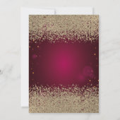 Invitation Faux Diamants Dorés Modernes Confettis Rouges Quin (Dos)